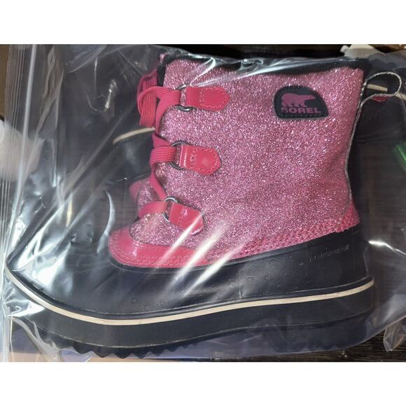 Sorel Tivoli Insulated Winter Boots Pink Sparkle Youth Size 6 Girls Waterproof - Picture 10 of 10